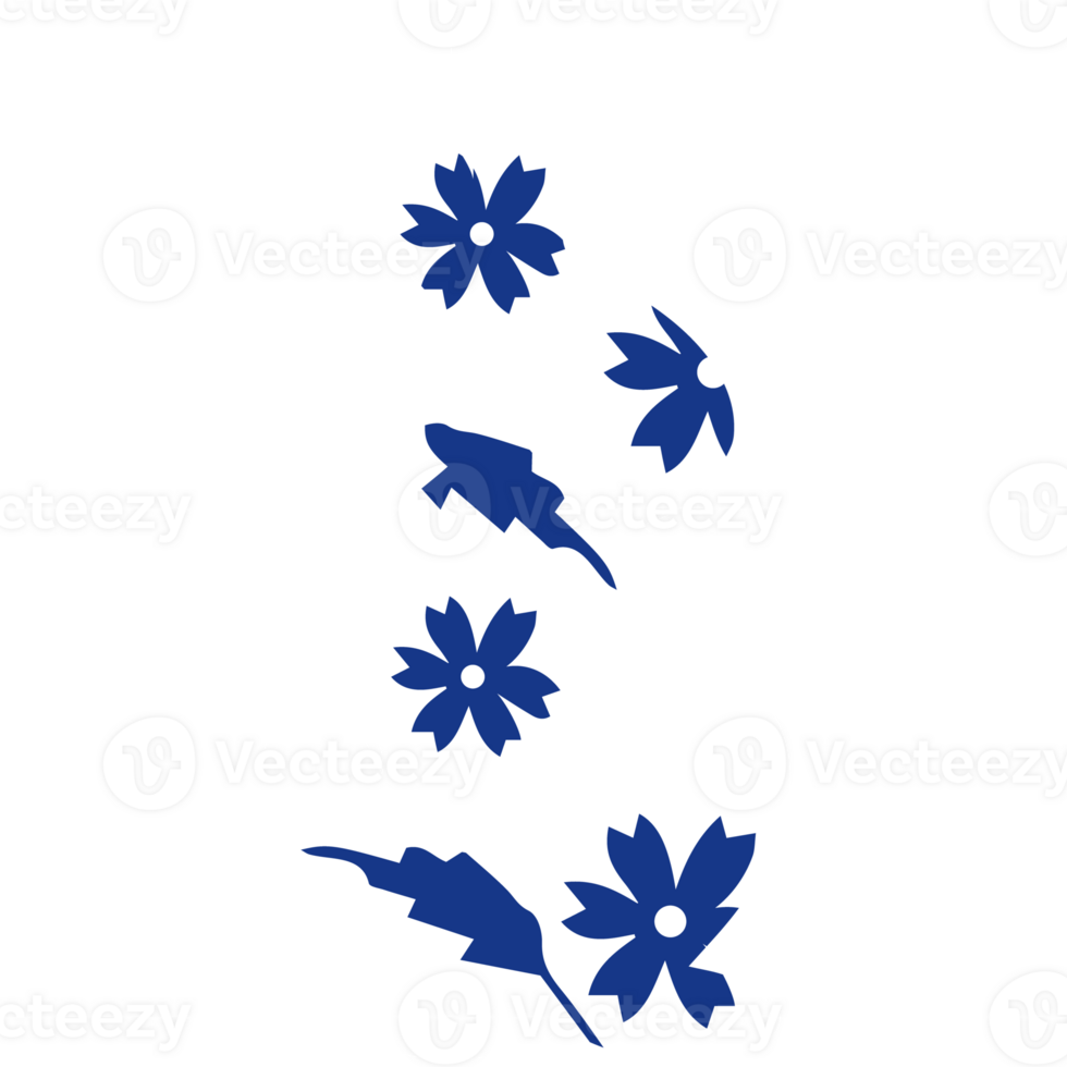 A blue and white rabbit with flowers on it png