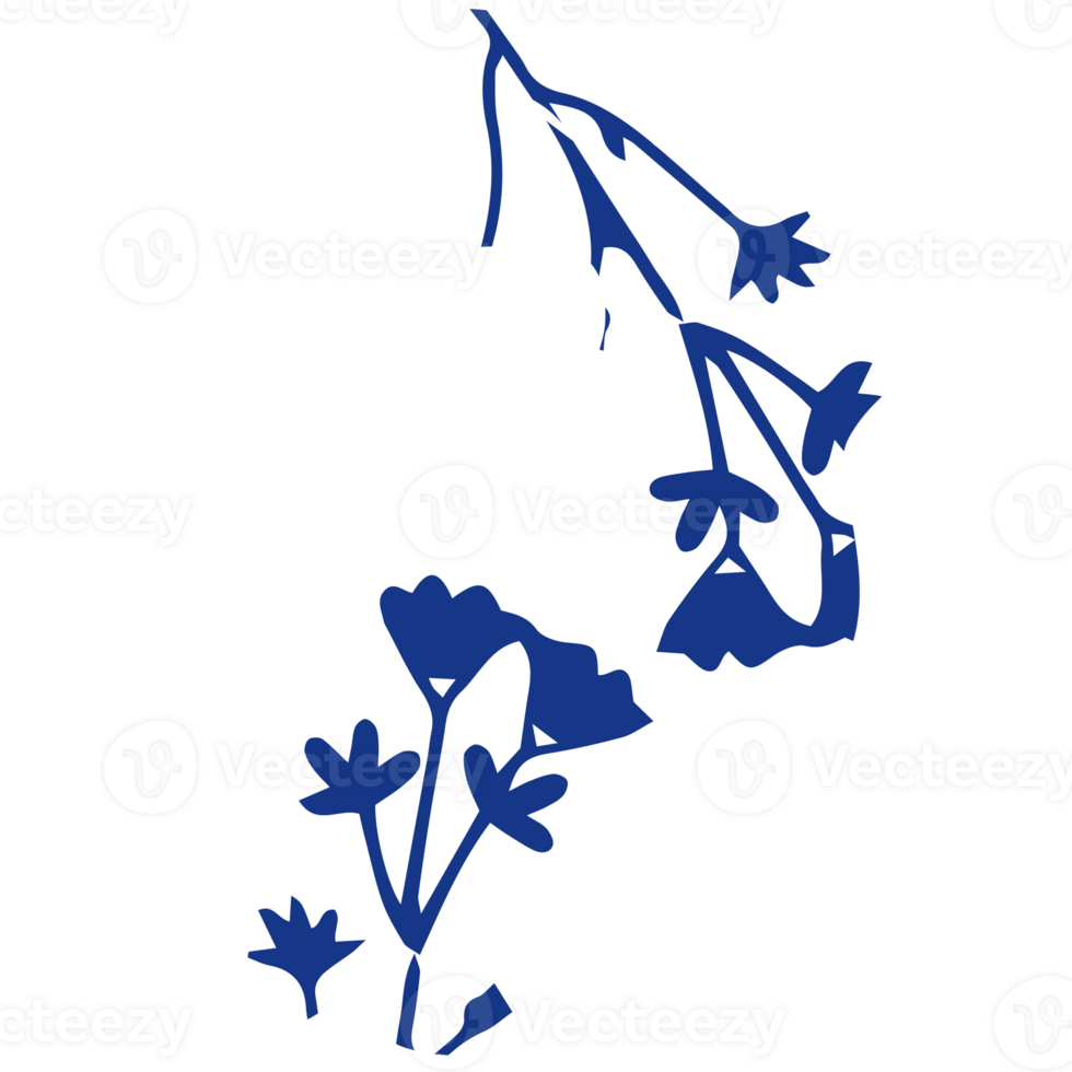 A white rabbit with blue flowers on it png