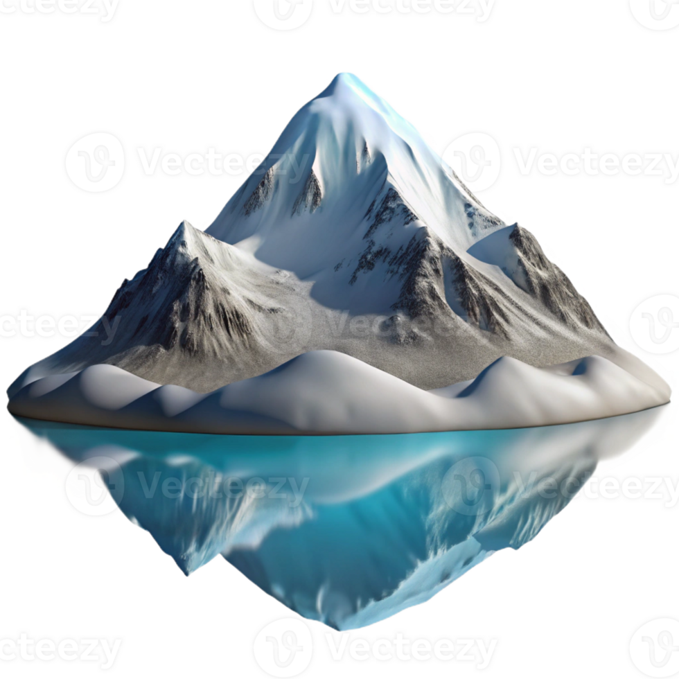 wonderful abstract A snow-covered mountain peak reflecting in a crystal-clear alpine lake, photorealistic style original png
