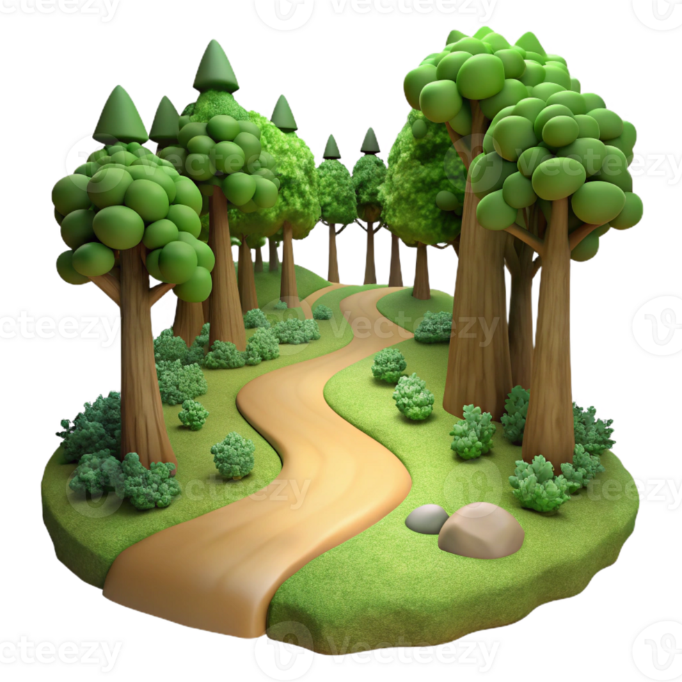 serene artistic A winding dirt path through a dense forest, illuminated by shafts of sunlight, impressionistic style detailed png