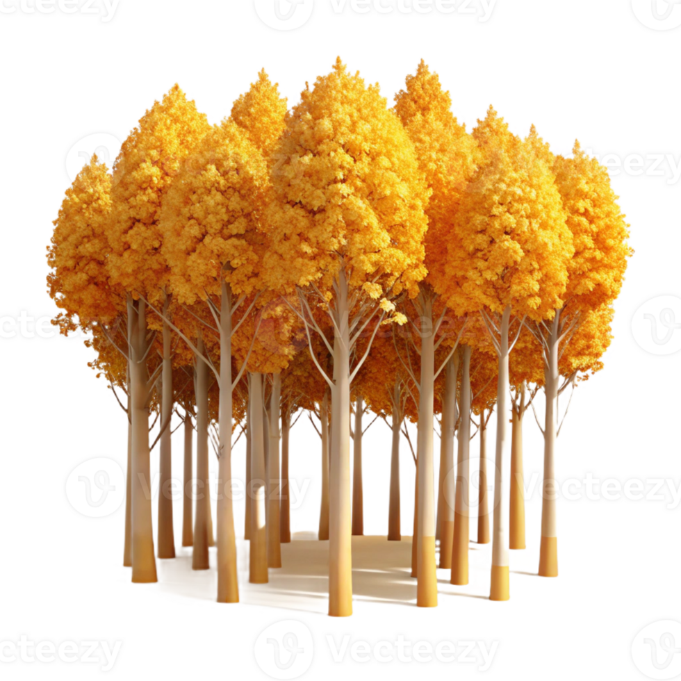 beautiful traditional A grove of aspen trees with golden leaves in autumn, impressionistic style premium png