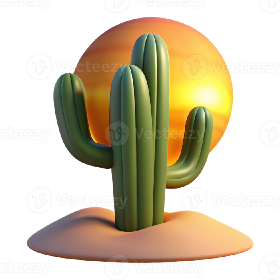 dramatic creative A cactus plant in the desert at sunset, painted in the style of Georgia O'Keeffe high resolution png
