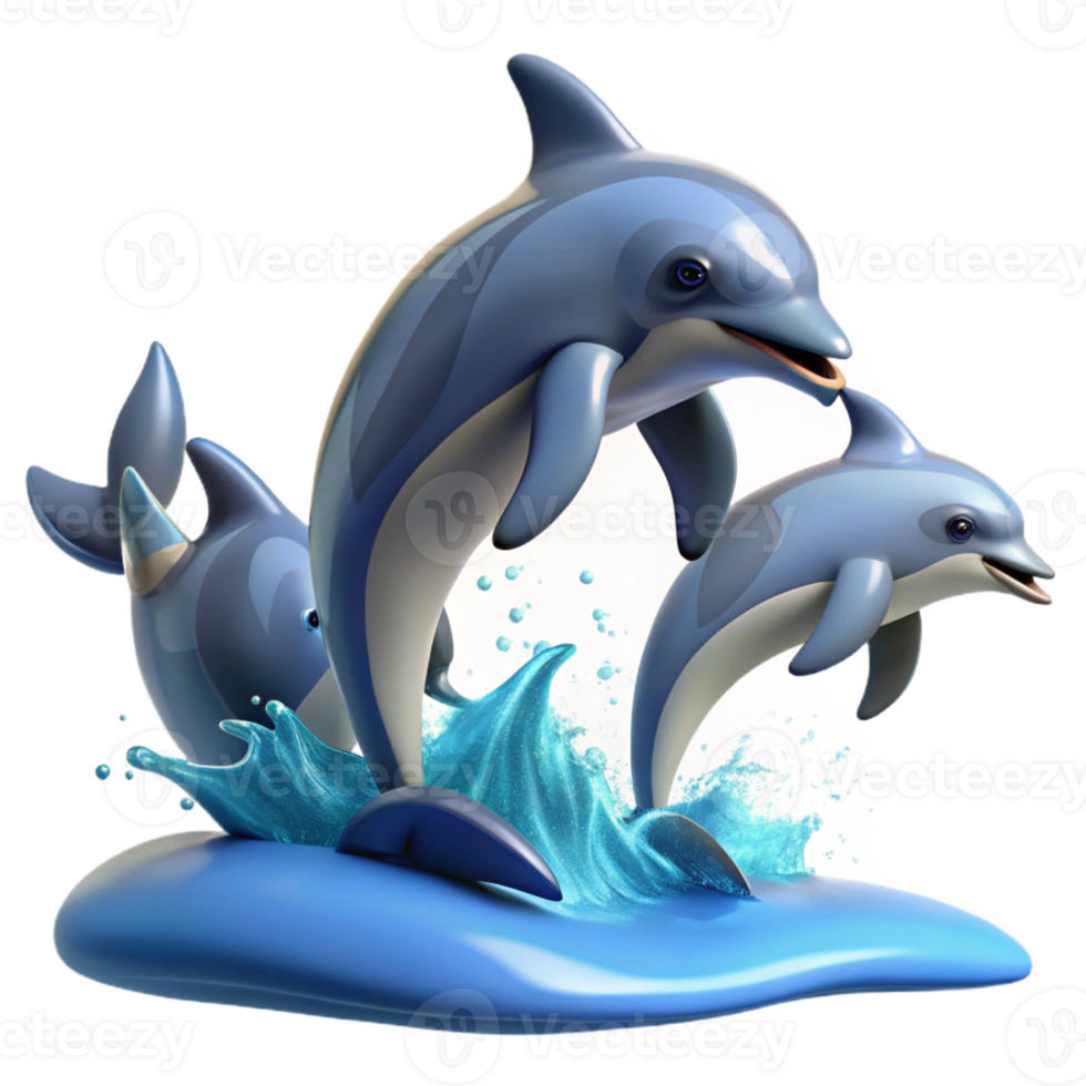 magnificent rustic A group of dolphins leaping out of the ocean, photorealistic style premium png