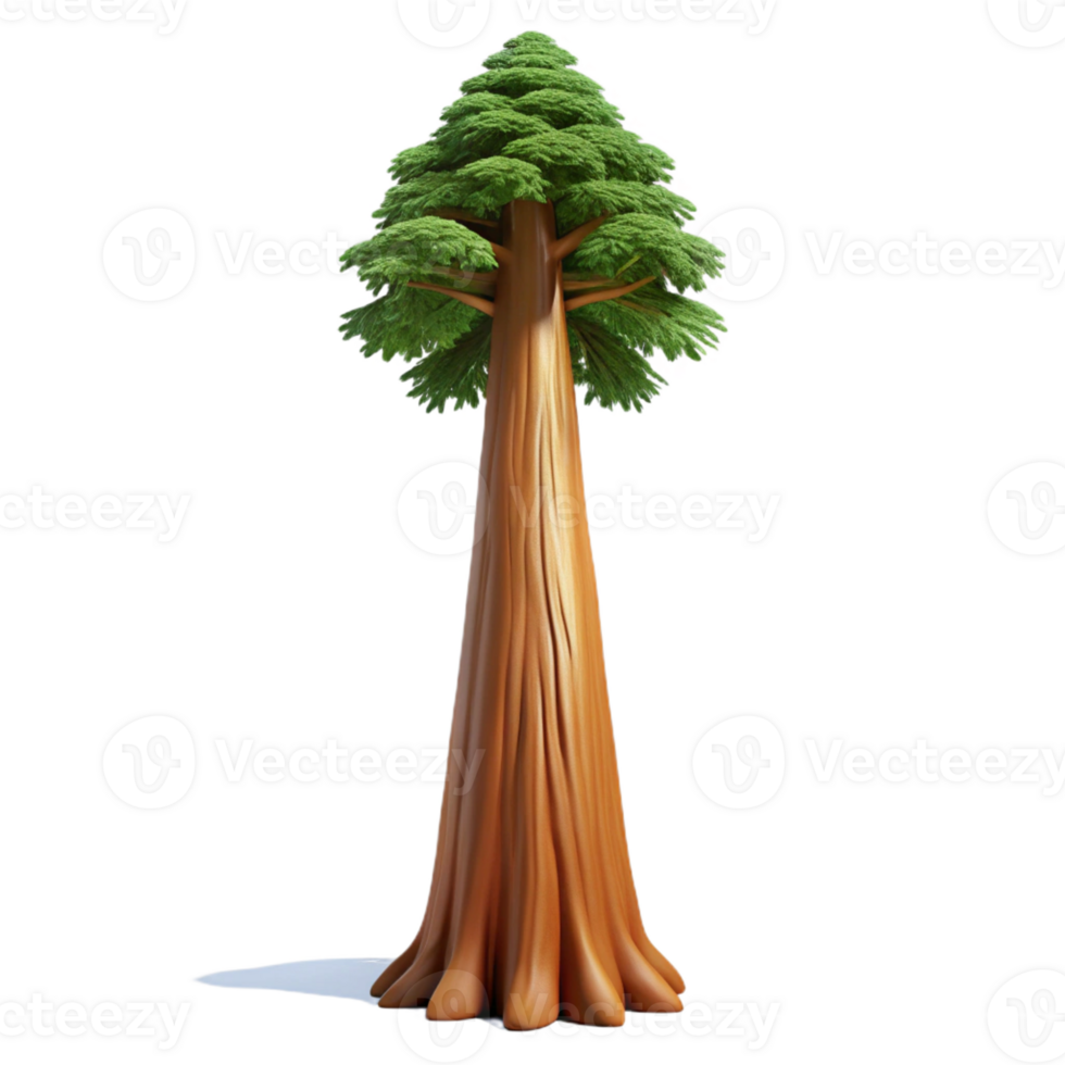 vibrant minimalist A giant sequoia tree reaching towards the sky, photorealistic style 4K png