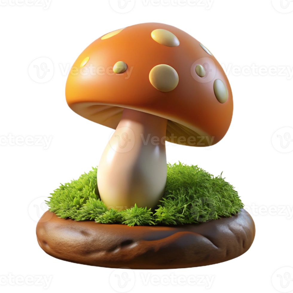extraordinary artistic A mushroom growing on a mossy log, macro photography, soft diffused light, fairytale style high quality png