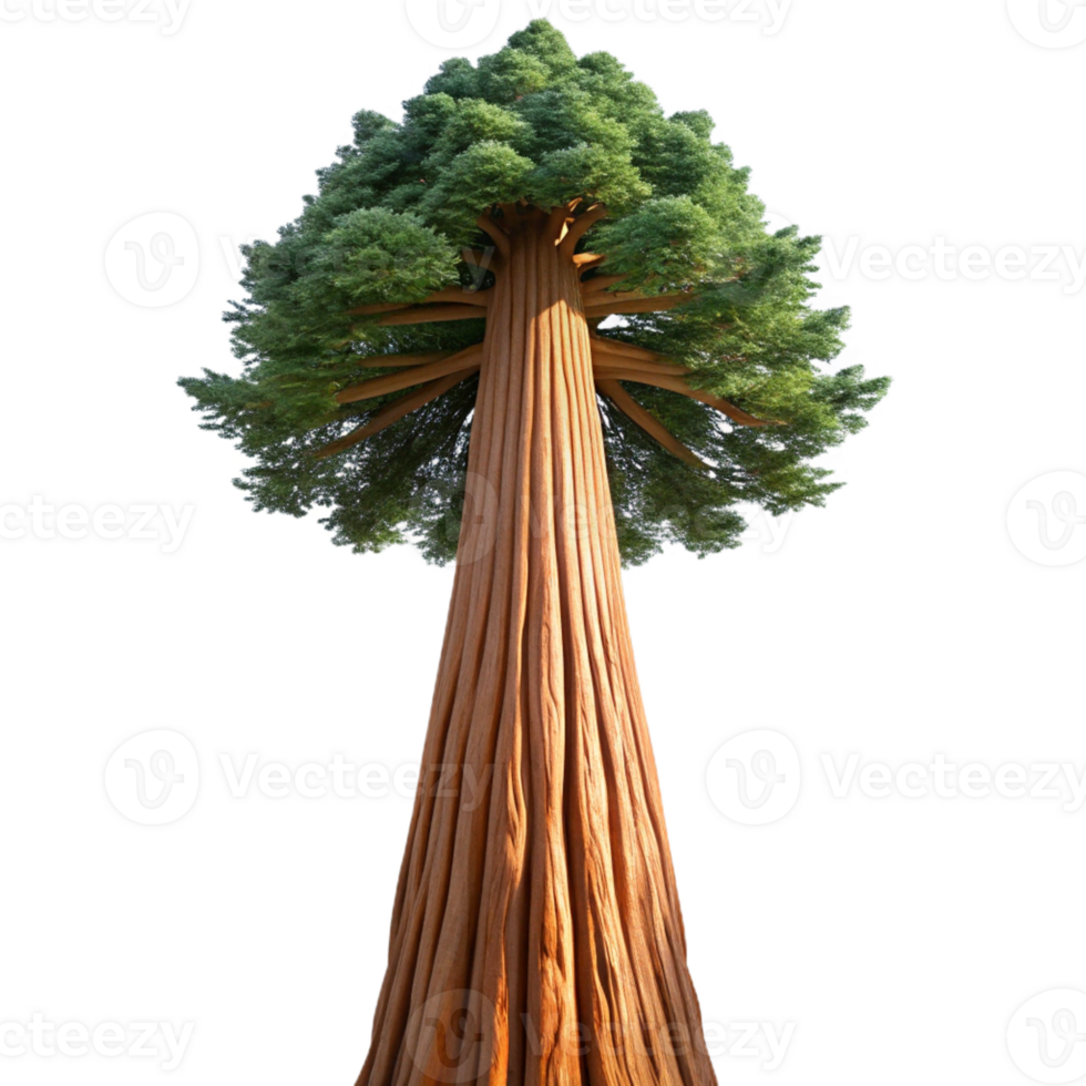 magnificent minimalist A giant sequoia tree reaching towards the sky, low angle view, majestic atmosphere, realistic rendering 4K png