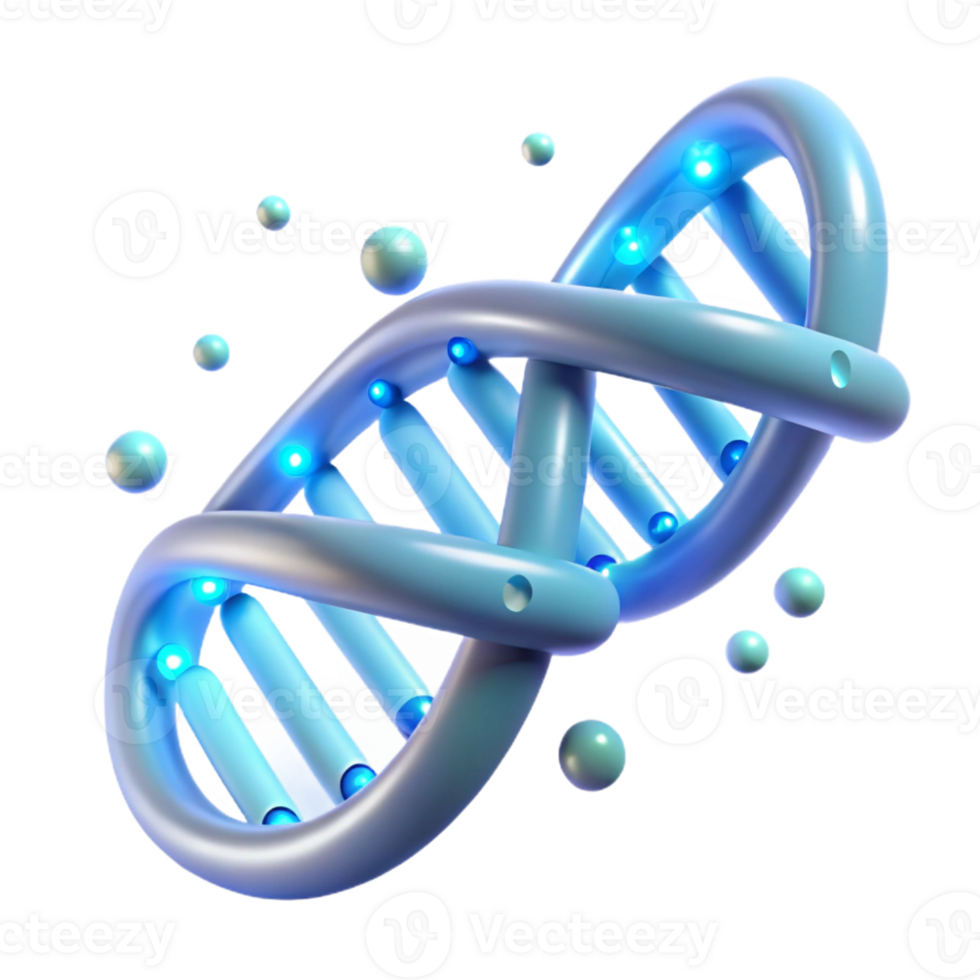 dramatic minimalist A DNA strand unraveling and reforming into a digital code sequence, illuminated by microscopic fluorescent lights, in a scientific visualization style premium png