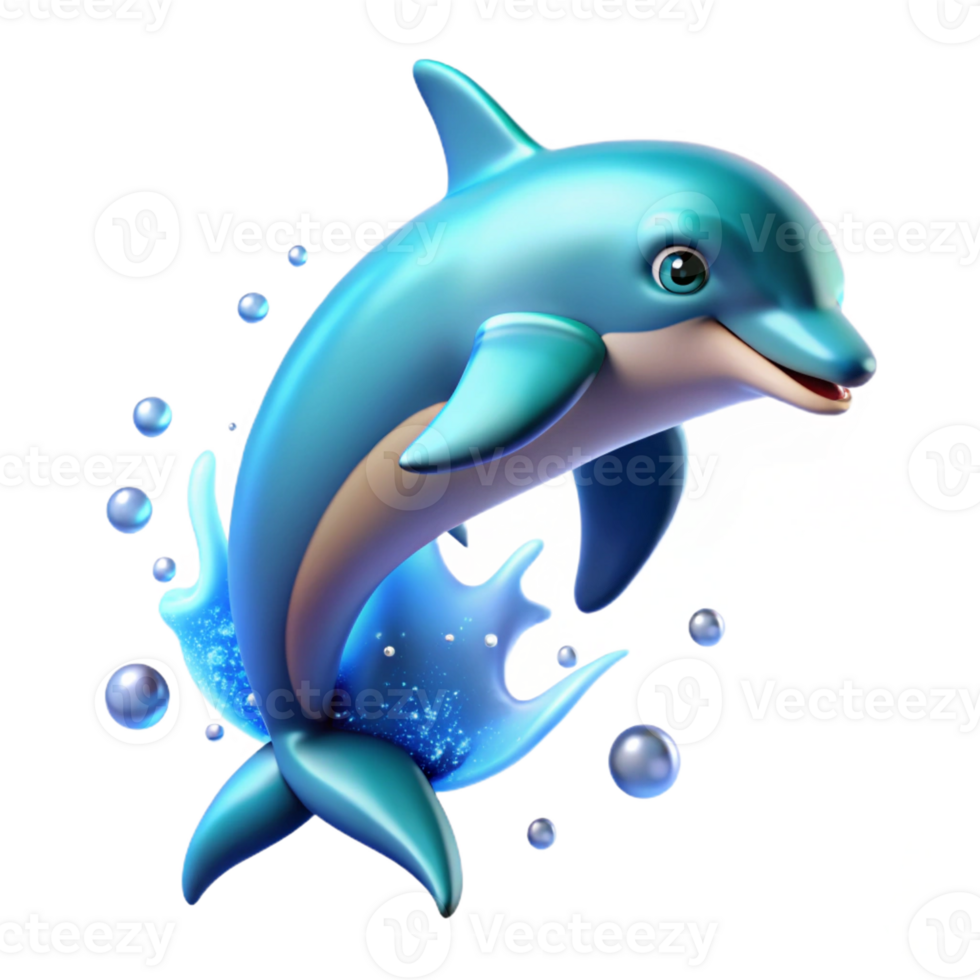 dramatic traditional A playful dolphin leaping out of the ocean, sparkling droplets of water surrounding it. Digital painting, with a vibrant blue and green color palette original png