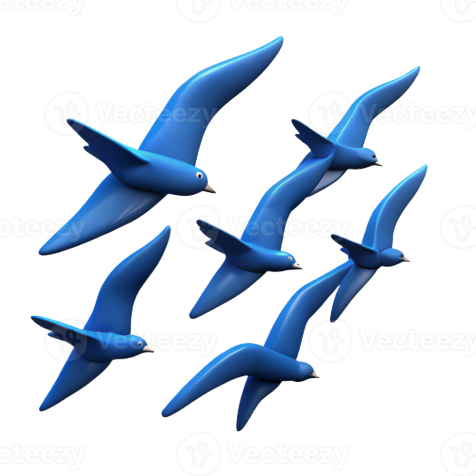 elegant vintage A flock of birds flying in formation against a clear blue sky. Silhouette style, with simple shapes and bold lines high resolution png
