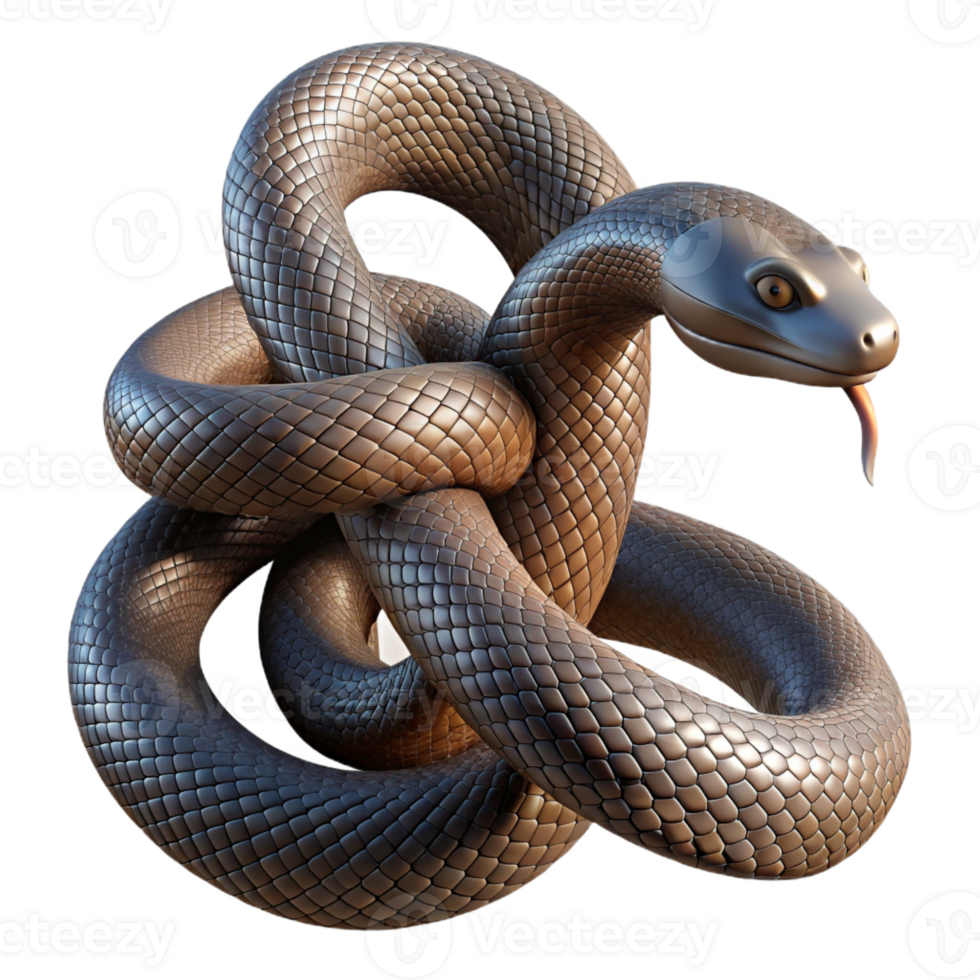 magnificent classic A slithering snake coiled around a branch, its scales glistening in the sunlight. Photorealistic render, with high contrast and sharp focus 4K png