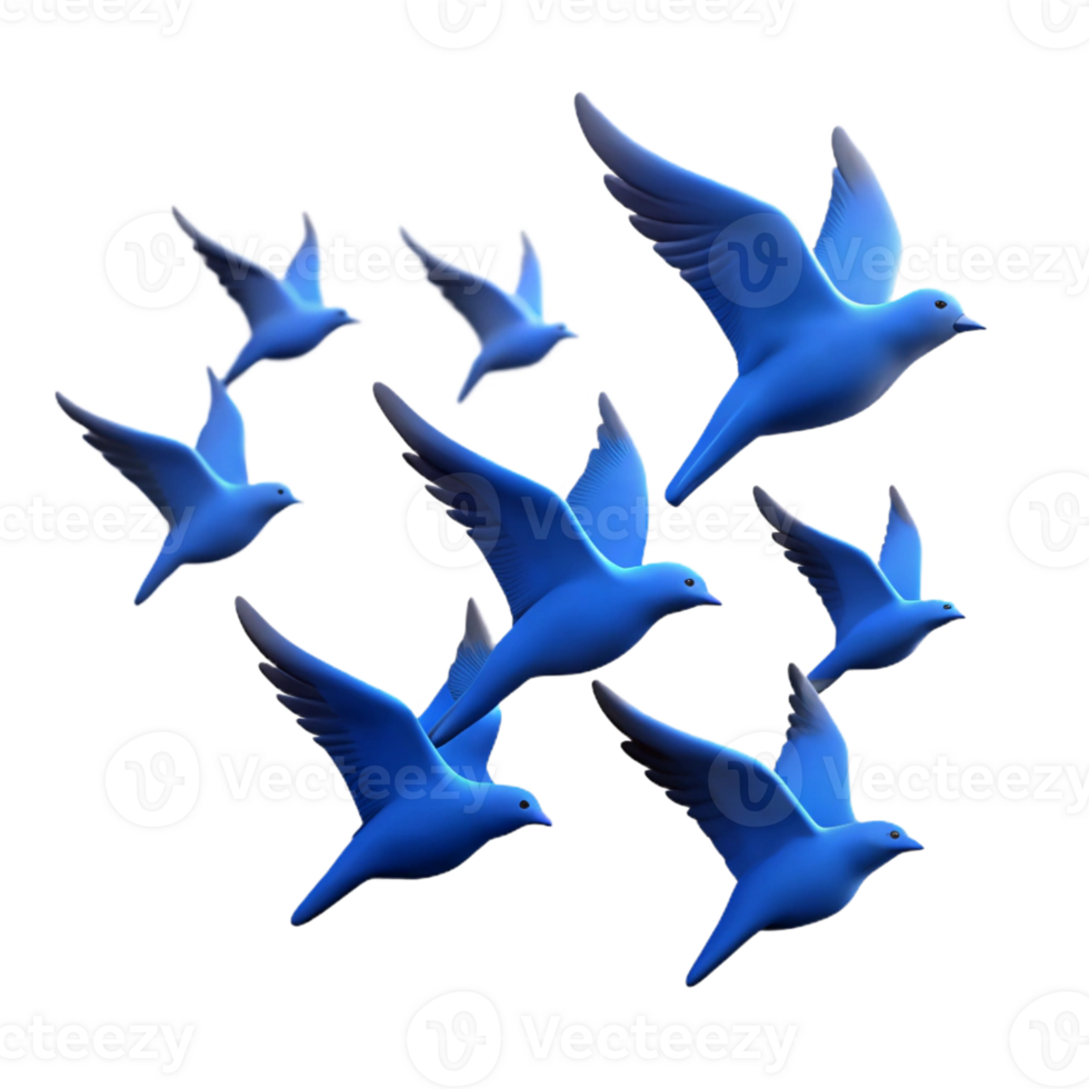 beautiful rustic A flock of birds flying in formation against a clear blue sky. Silhouette style, with simple shapes and bold lines genuine png