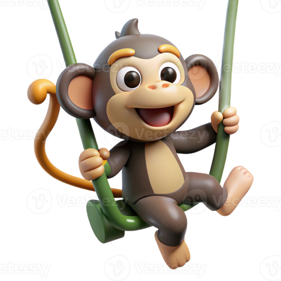 wonderful minimalist elegant artistic A Playful Chimpanzee Swinging Through the high quality premium png