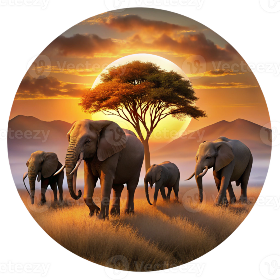 elegant rustic stunning artistic A Herd of Elephants Walking Across the premium professional png