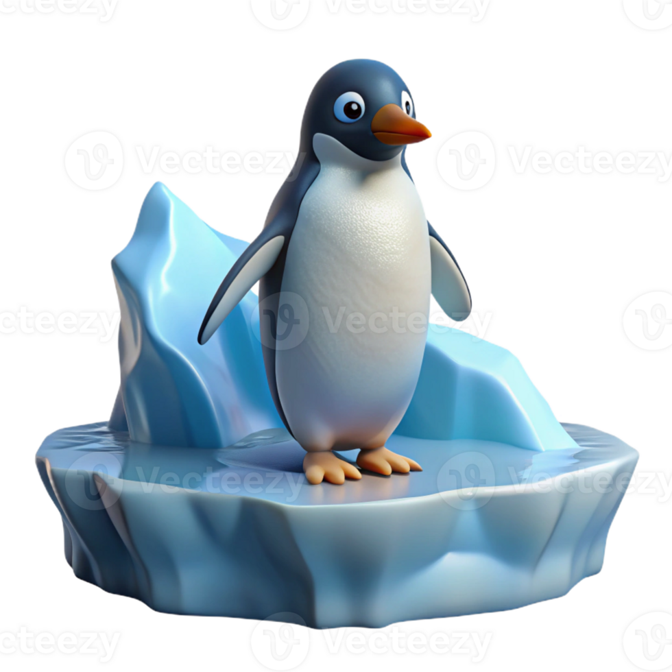 serene artistic extraordinary vintage A Solitary Penguin Standing on an Iceberg premium genuine png