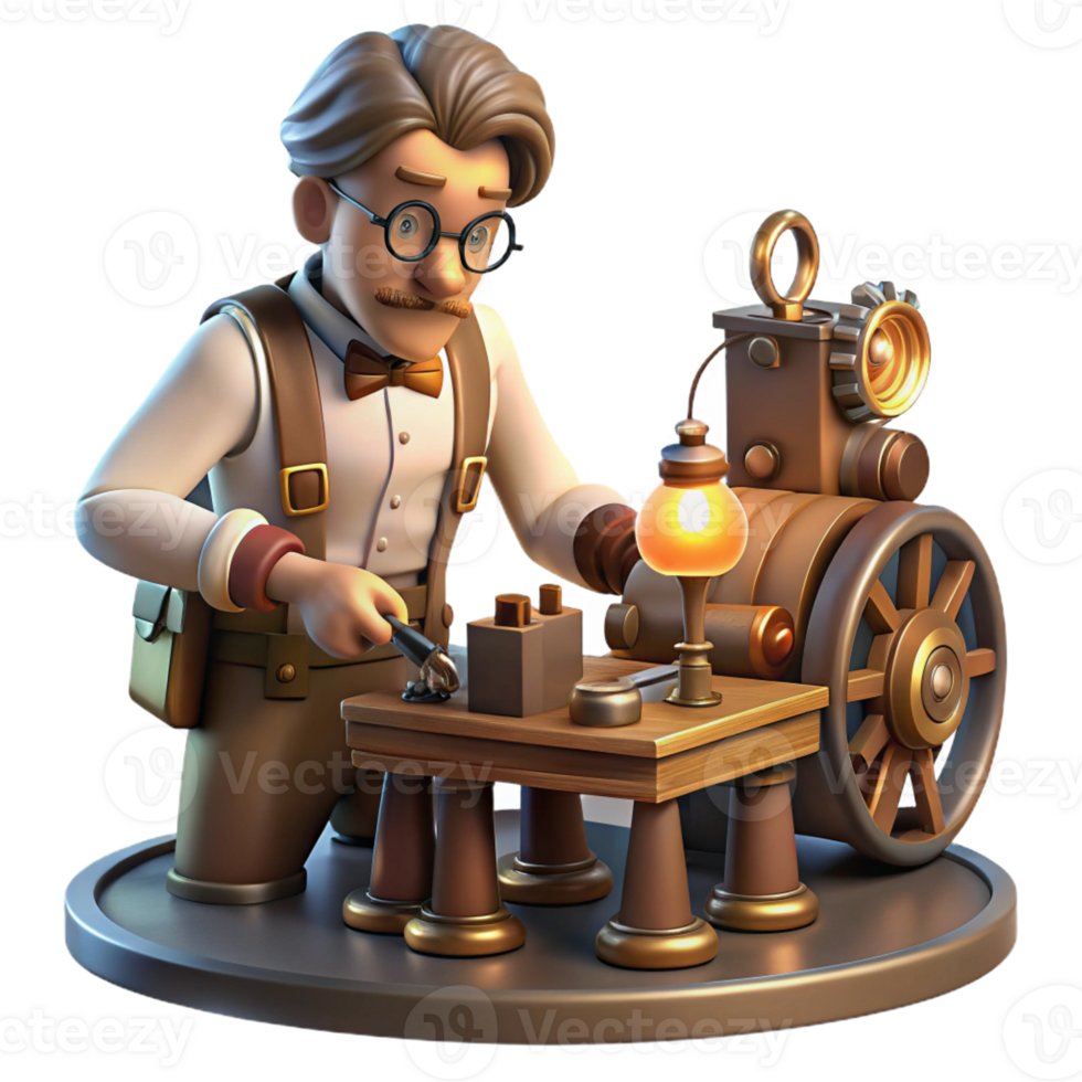 magnificent minimalist stunning abstract A Steampunk Inventor Working on a Complex original original png