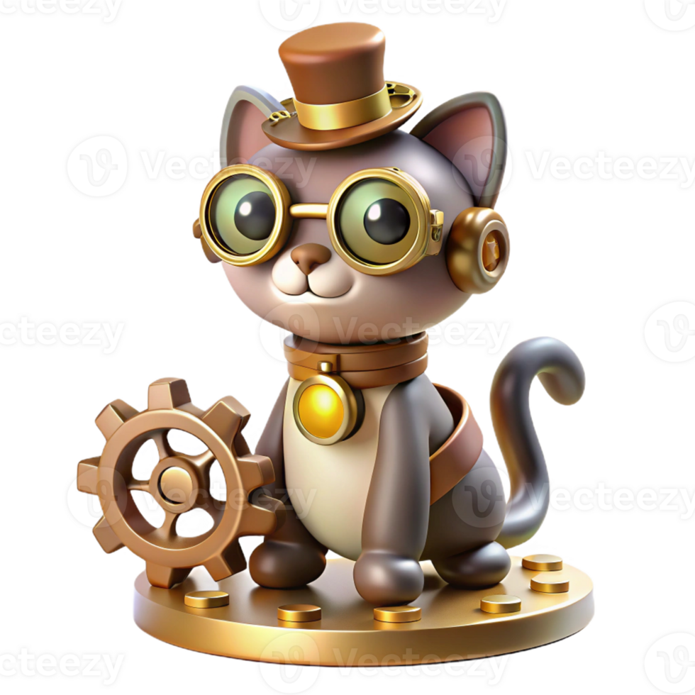impressive vintage elegant classic A Steampunk Cat Wearing Goggles and a Tiny genuine high quality png