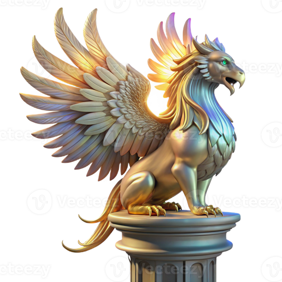 magnificent classic vibrant rustic A Majestic Griffin with Iridescent premium detailed png