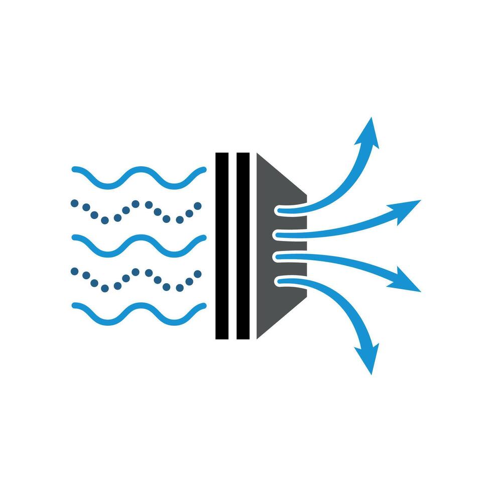 Air Purifier and Air Filter Icon. Solid Particle Filter, Dust Cleaner, HEPA Filtration, Allergen Remover, Illustration vector