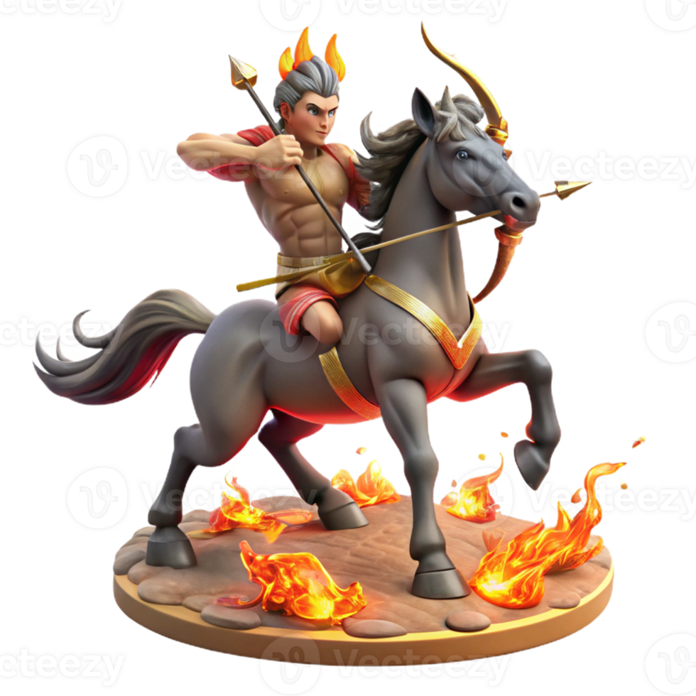 vibrant contemporary magnificent abstract A Powerful Centaur Wielding a Flaming Bow authentic 4K png
