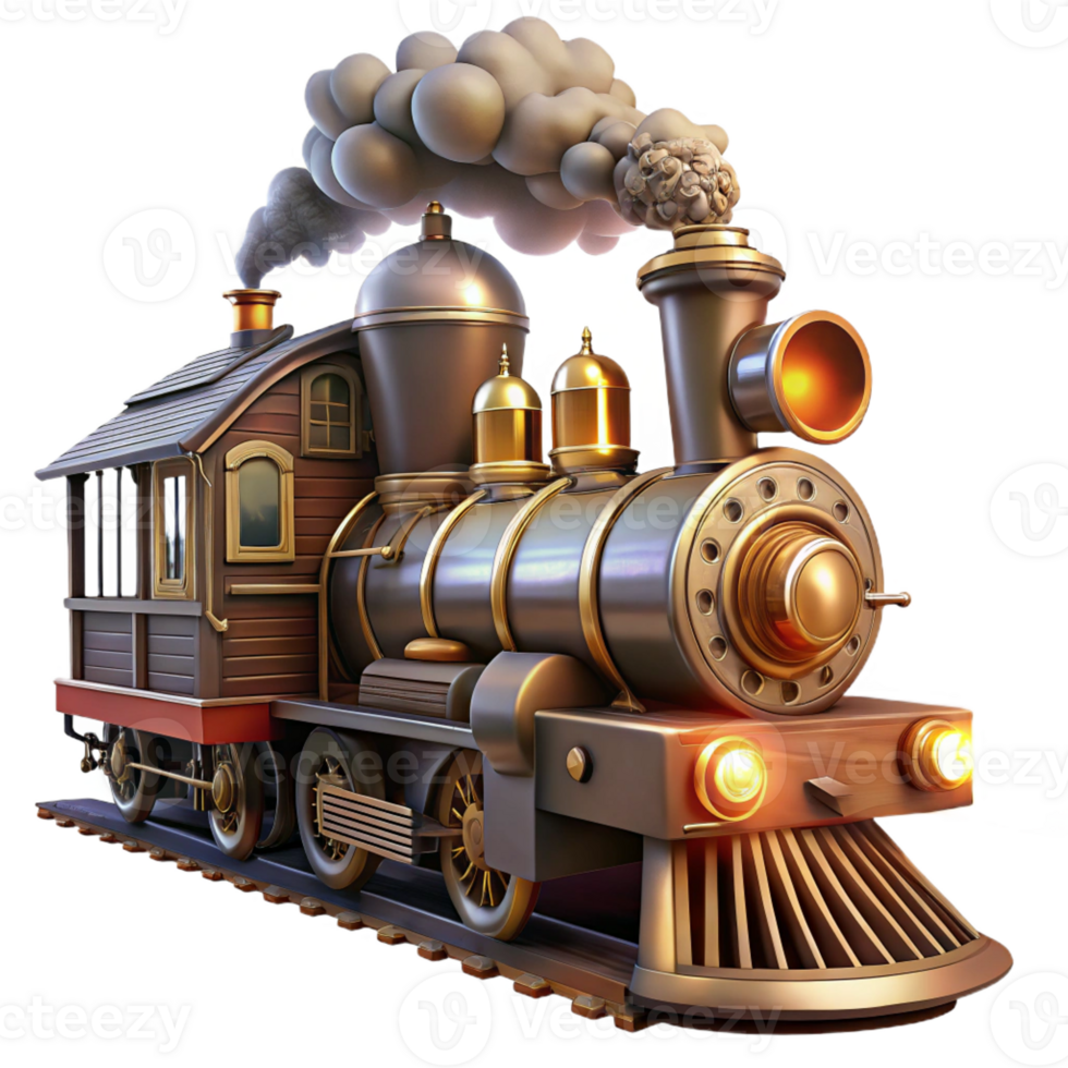 elegant classic vibrant classic A Steampunk Train Speeding Through a 4K high resolution png