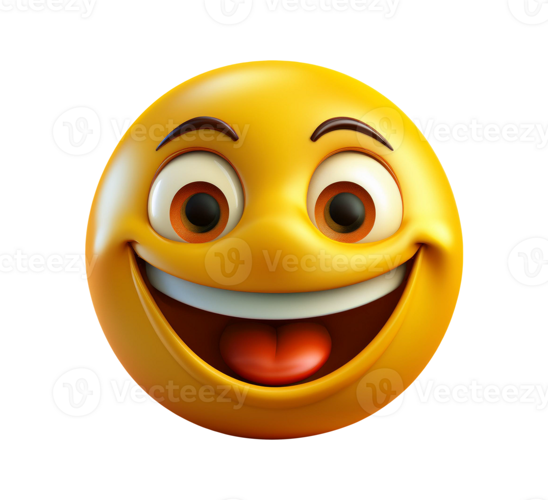 A smiling emoticion with a big mouth on transparet background png