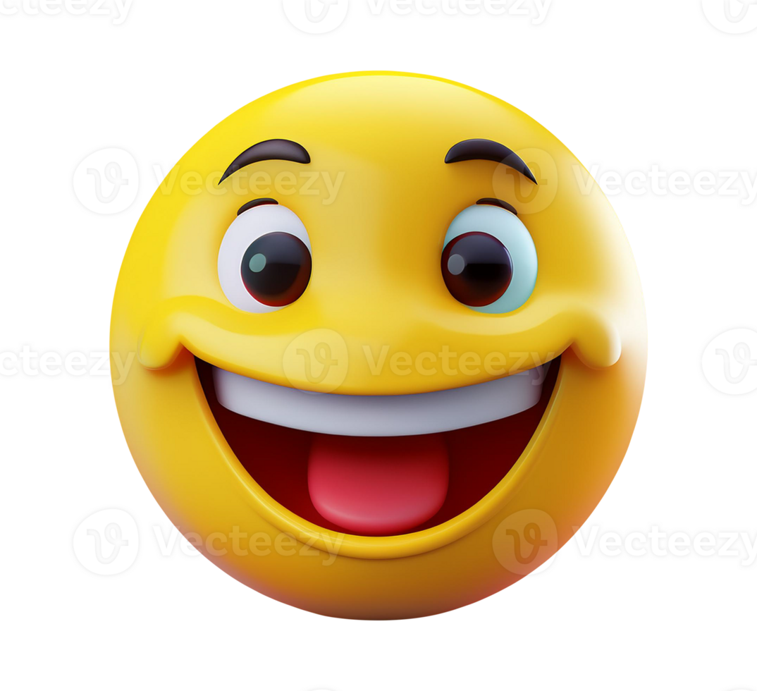 A smiling yellow emoticion with a big smile on transparent background png