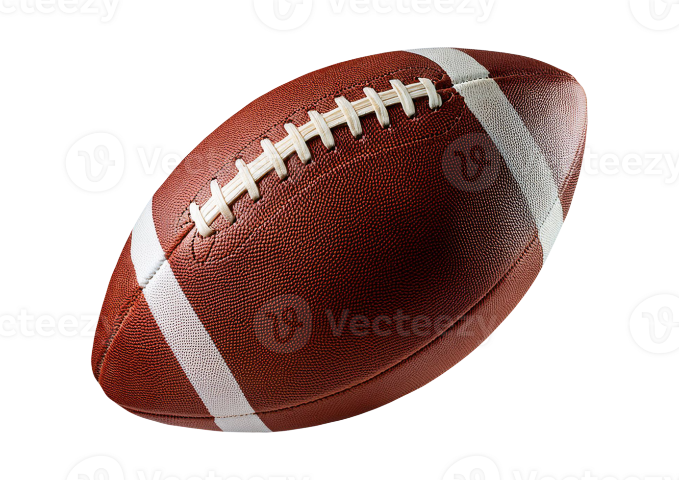 An isolated american football ball is shown on a transparent background png