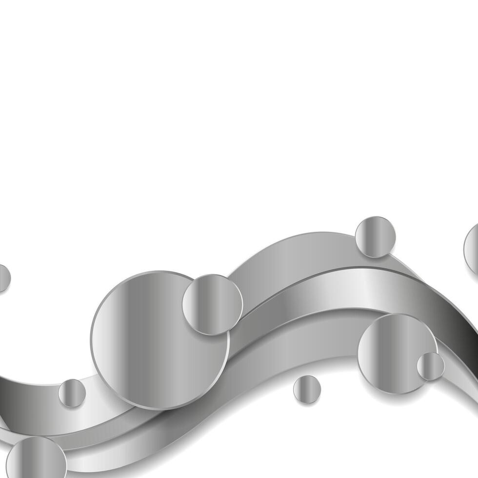 Abstract metallic waves and circles background vector
