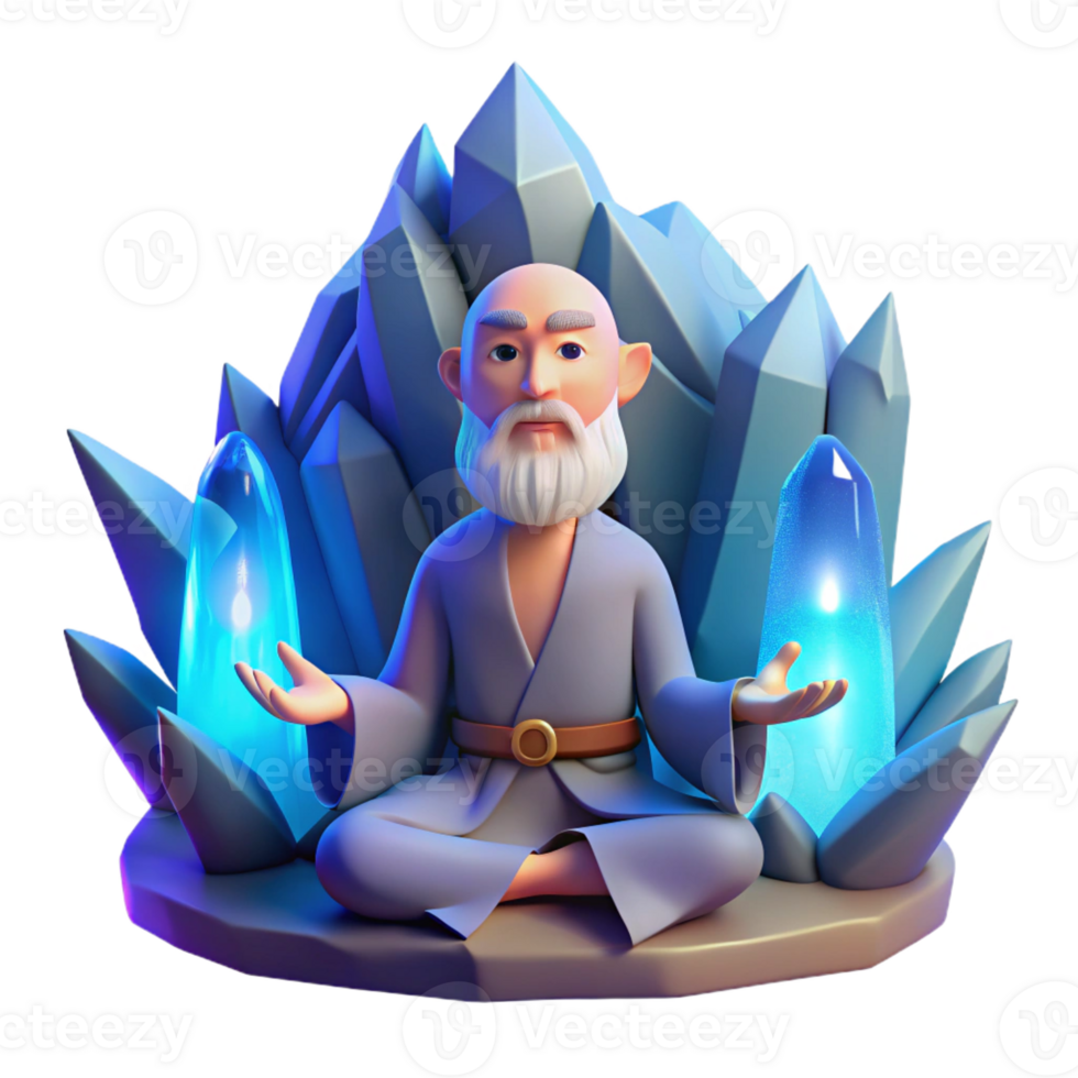 elegant abstract A Wise Old Hermit Meditating in a Secluded professional png