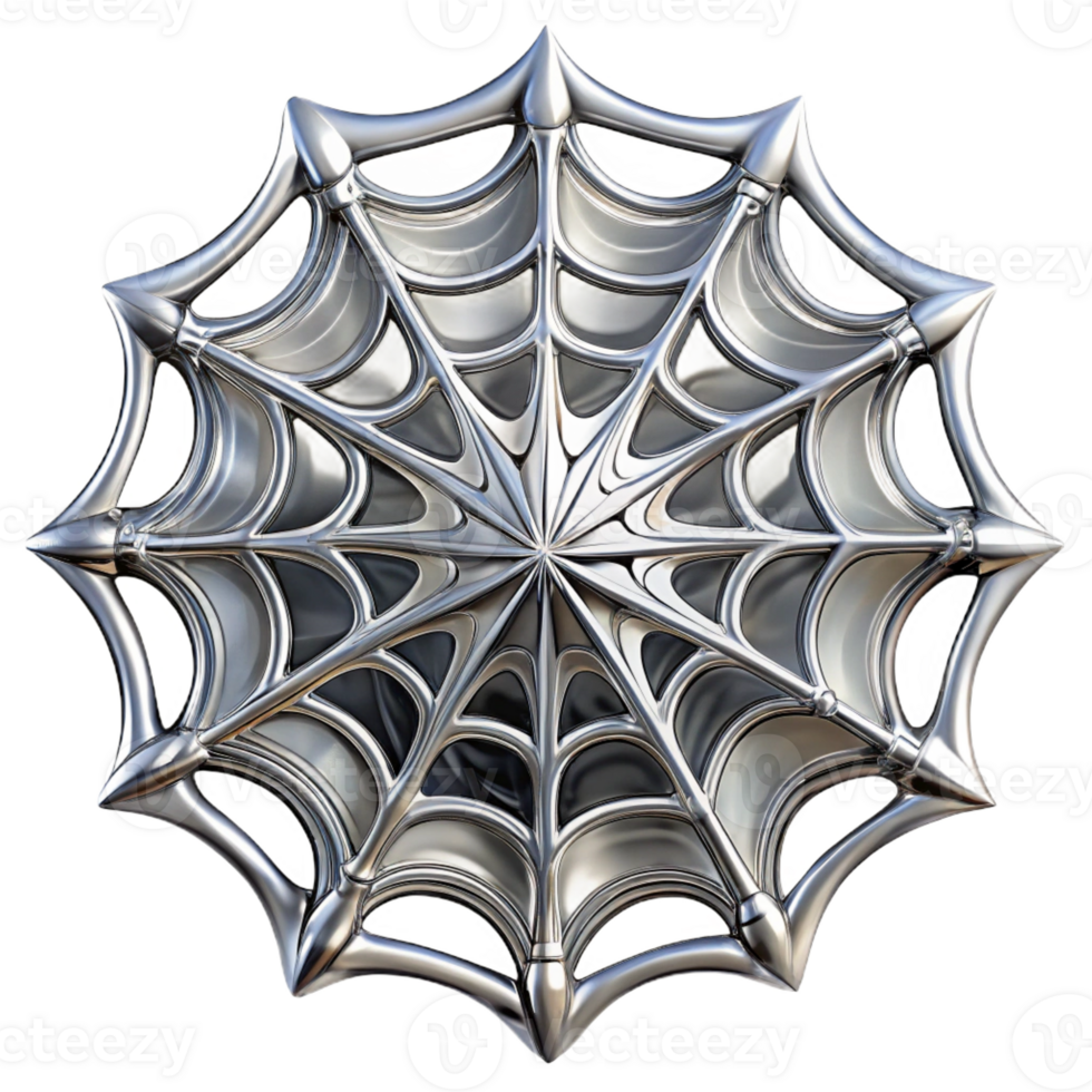 serene classic A web of intricate, spiderweb-like patterns in silver, reflecting a soft, ambient light professional png