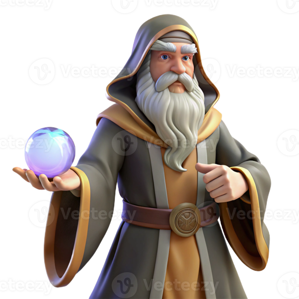 impressive classic A Wise Old Wizard with a Long White Beard detailed png