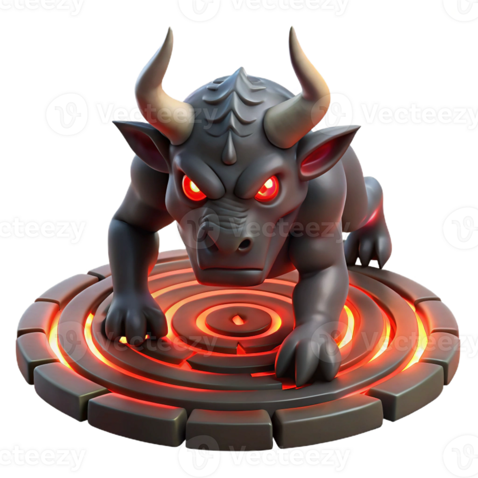extraordinary rustic A Fearsome Minotaur with Glowing Red Eyes detailed png