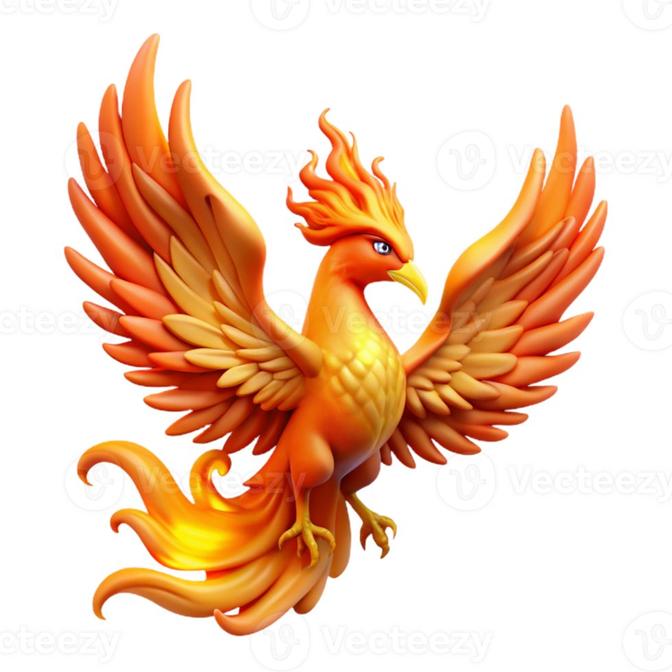 beautiful traditional A majestic phoenix with fiery plumage, rising from the ashes, enveloped in flames. Rebirth concept art style high resolution png