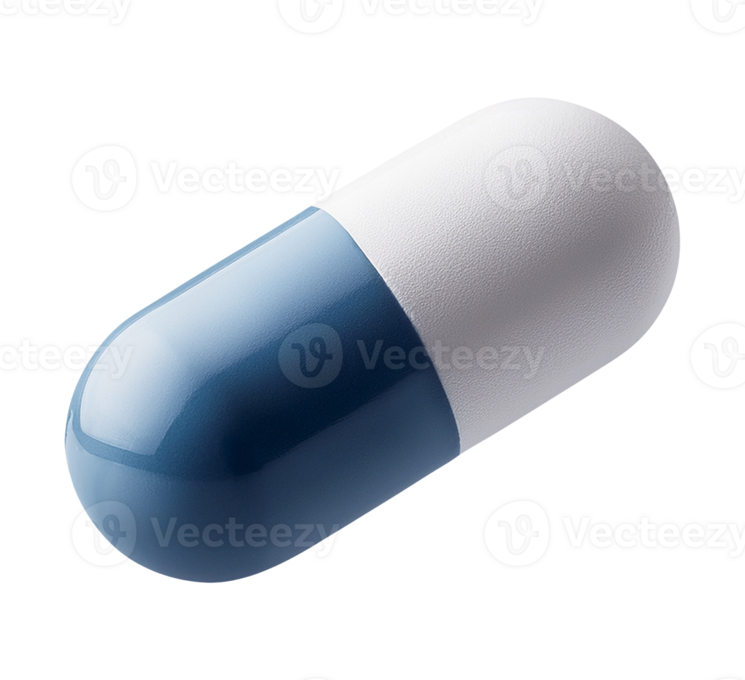 A pill with a blue cap on top png