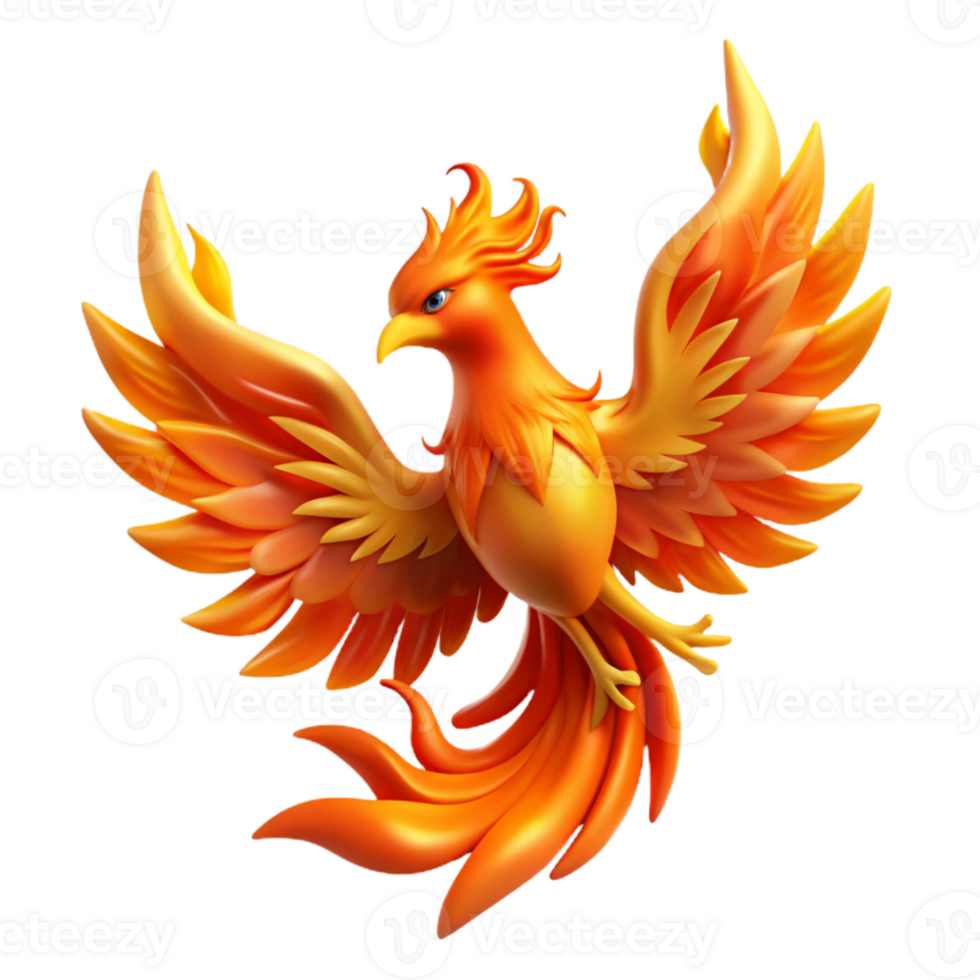 wonderful traditional A majestic phoenix with fiery plumage, rising from the ashes, enveloped in flames. Rebirth concept art style authentic png