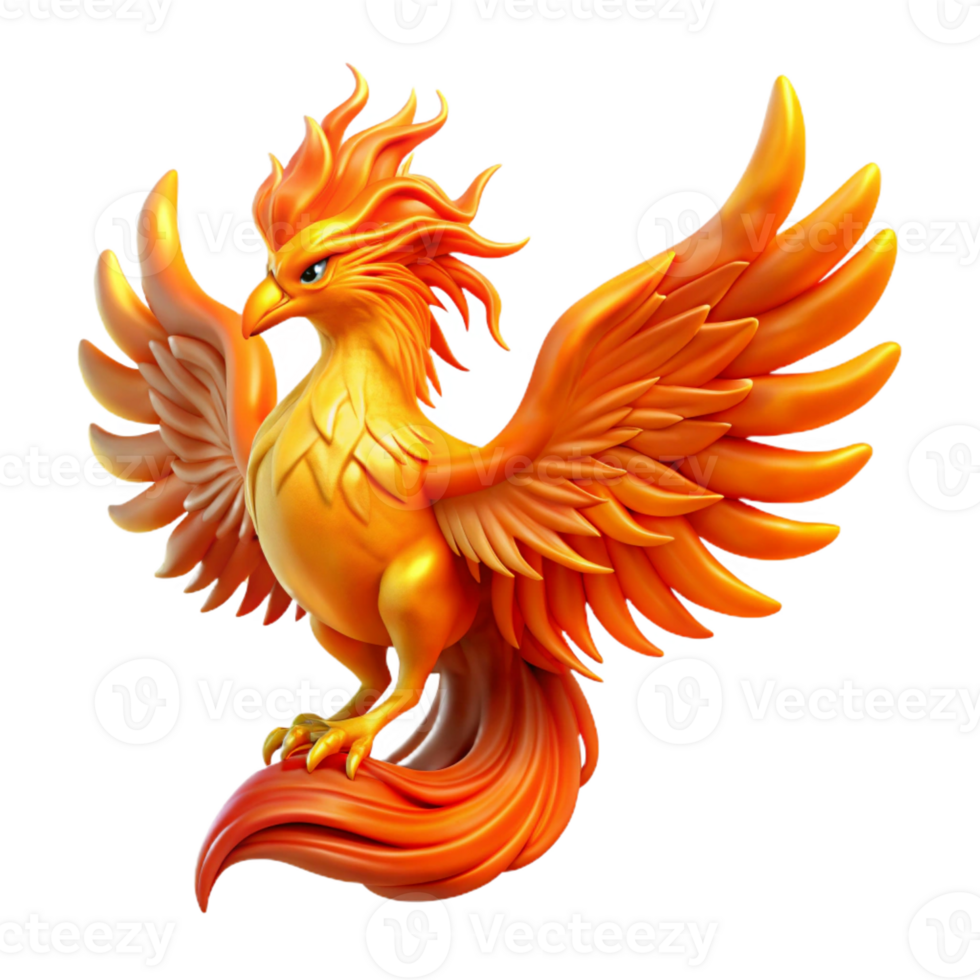 beautiful classic A majestic phoenix with fiery plumage, rising from the ashes, enveloped in flames. Rebirth concept art style high quality png