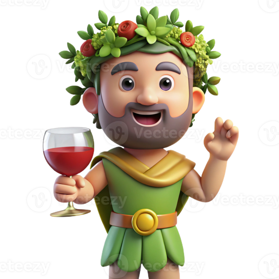 beautiful abstract A festive Dionysus with a crown of ivy, holding a wine goblet. Joyful, celebratory style high resolution png
