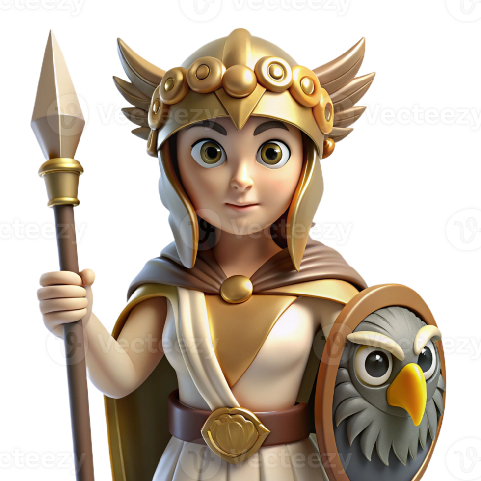 vibrant vintage dramatic traditional A Wise Athena Wearing Her Owl Crested premium high resolution png