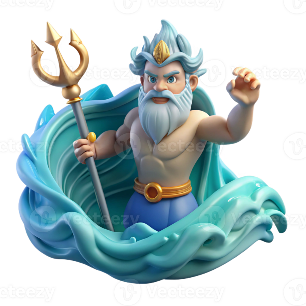 beautiful classic magnificent classic A Powerful Poseidon Commanding the Waves detailed premium png