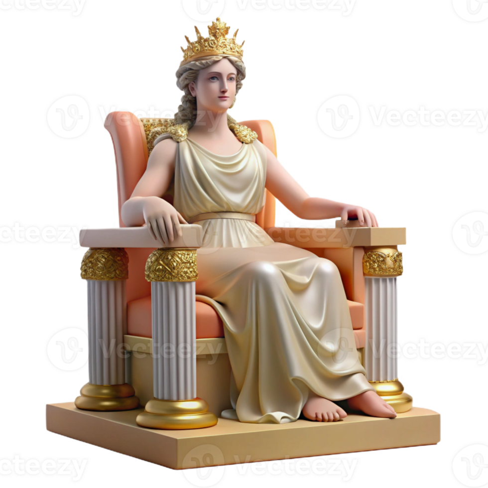 magnificent vintage dramatic modern A Majestic Hera Seated on Her Throne original detailed png