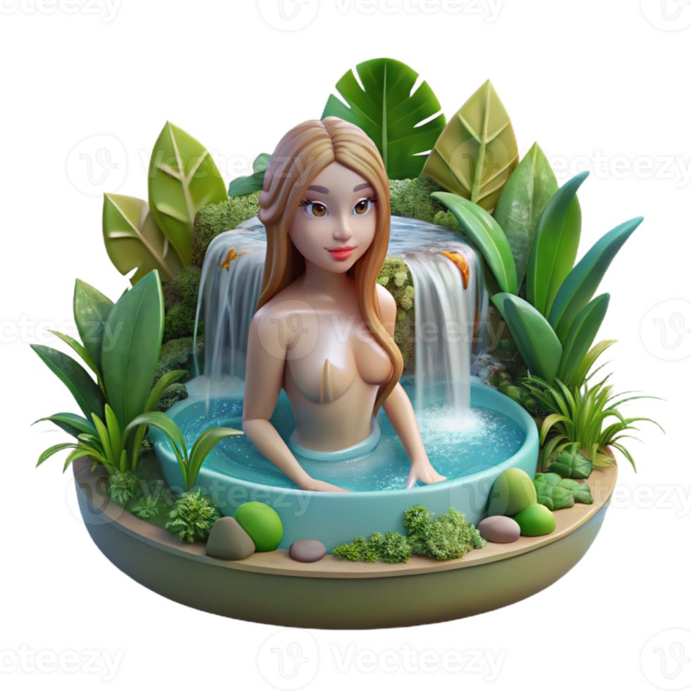 serene vintage stunning traditional A Captivating Nymph Bathing in a Crystal exclusive detailed png