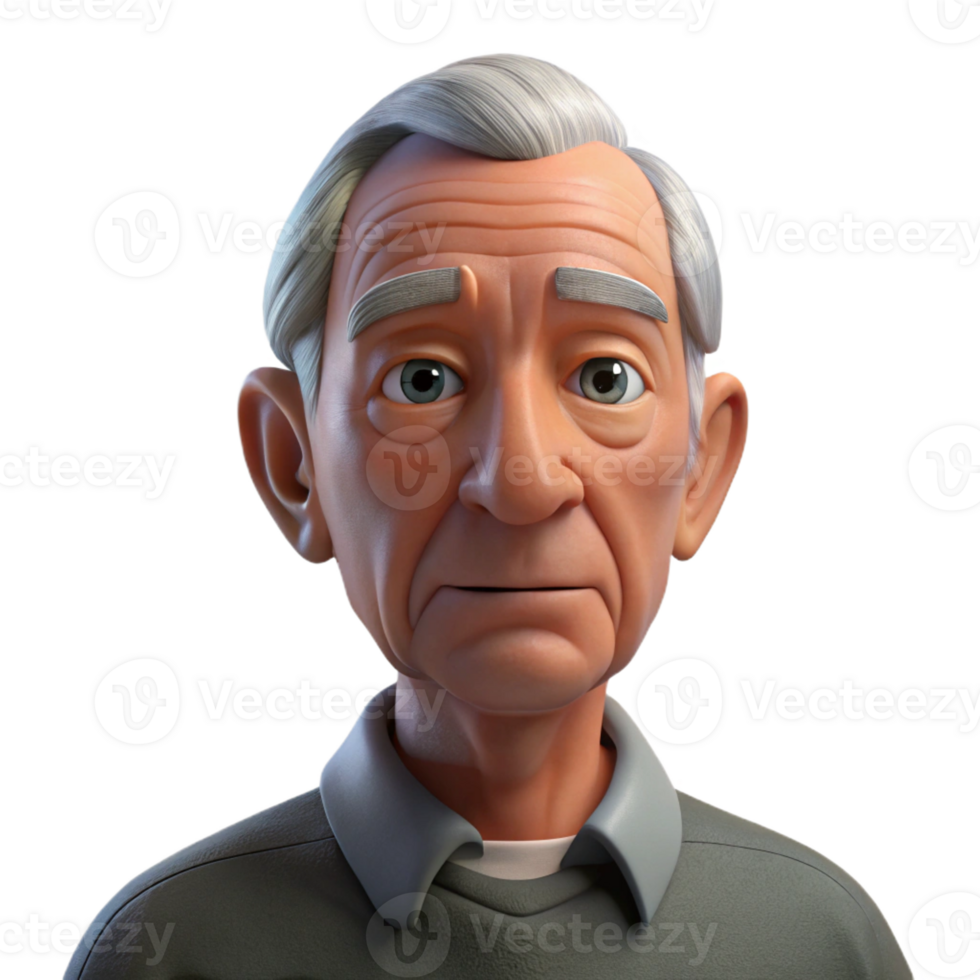 impressive traditional Portrait of an elderly man with deep wrinkles and a wise gaze, illuminated by a single overhead spotlight, hyperrealistic style professional png