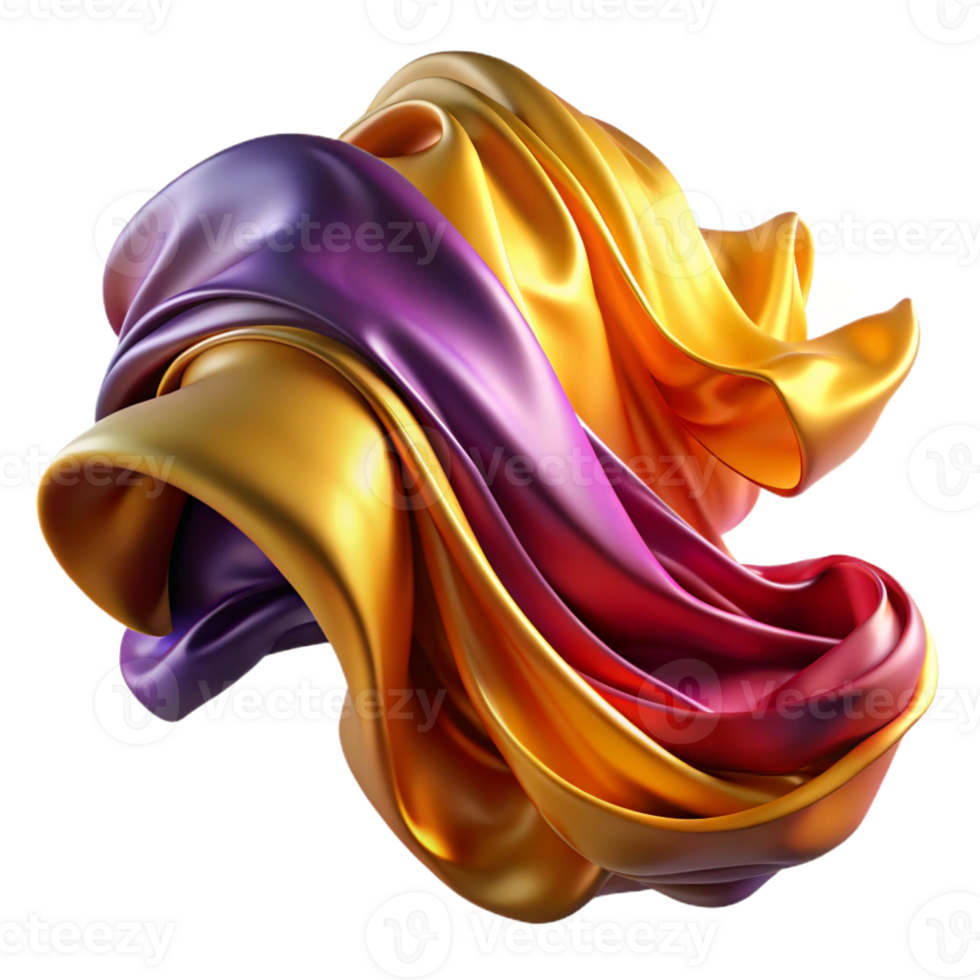 serene traditional A cascade of flowing, fabric-like forms, in rich, jewel-toned colors, with a smooth, silky texture, illuminated by a warm, golden light detailed png