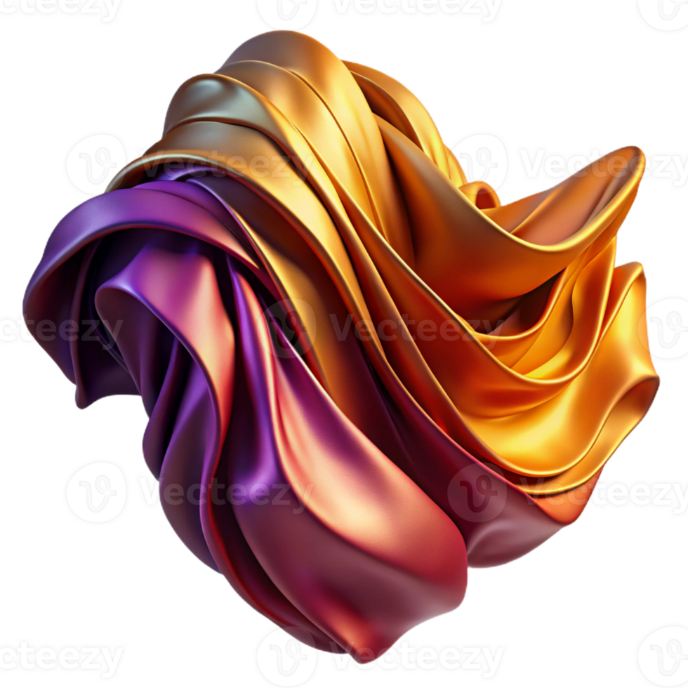 vibrant minimalist A cascade of flowing, fabric-like forms, in rich, jewel-toned colors, with a smooth, silky texture, illuminated by a warm, golden light professional png
