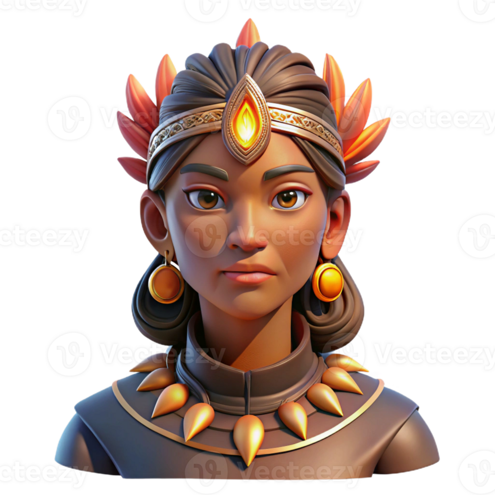 wonderful creative Portrait of a woman with elaborate tribal makeup and headdress, lit by warm firelight, indigenous art style exclusive png