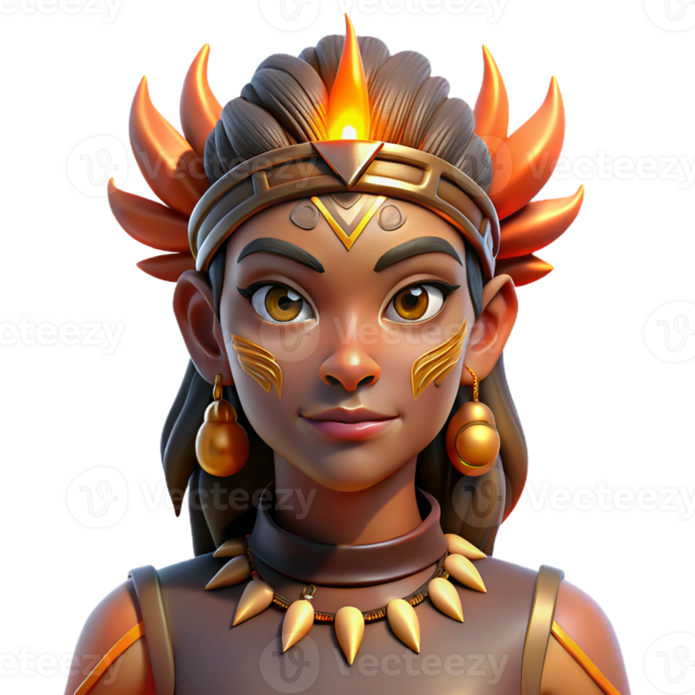 serene rustic Portrait of a woman with elaborate tribal makeup and headdress, lit by warm firelight, indigenous art style authentic png