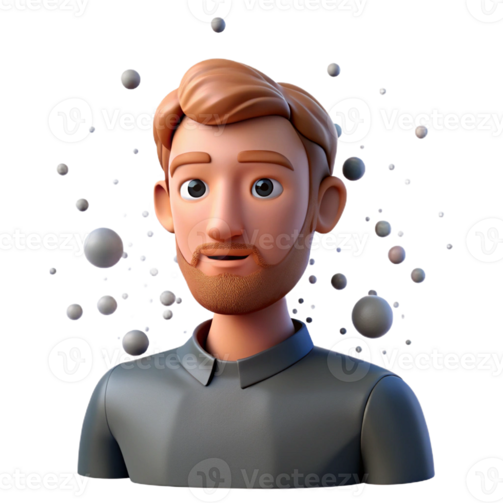 serene minimalist Portrait of a man with a contemplative expression, surrounded by floating particles, surrealist style detailed png