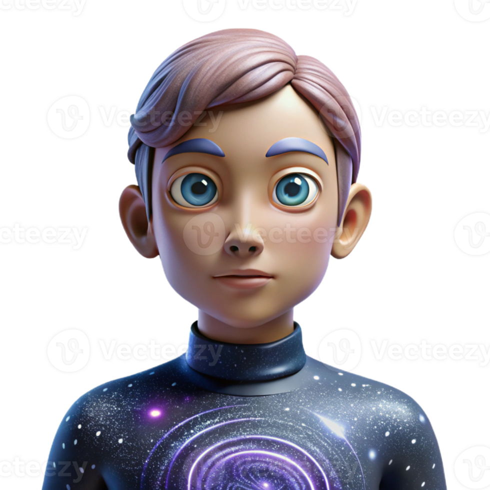 dramatic creative Portrait of a person with eyes that are swirling galaxies, lit by cosmic dust, space art style authentic png