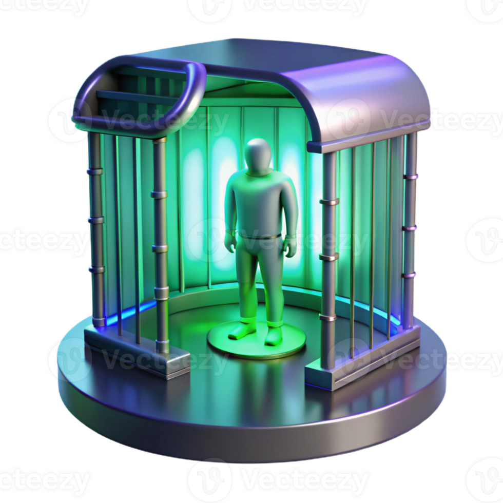 extraordinary classic A futuristic prison cell, holding a lone human prisoner, cold fluorescent lighting, dystopian style exclusive png