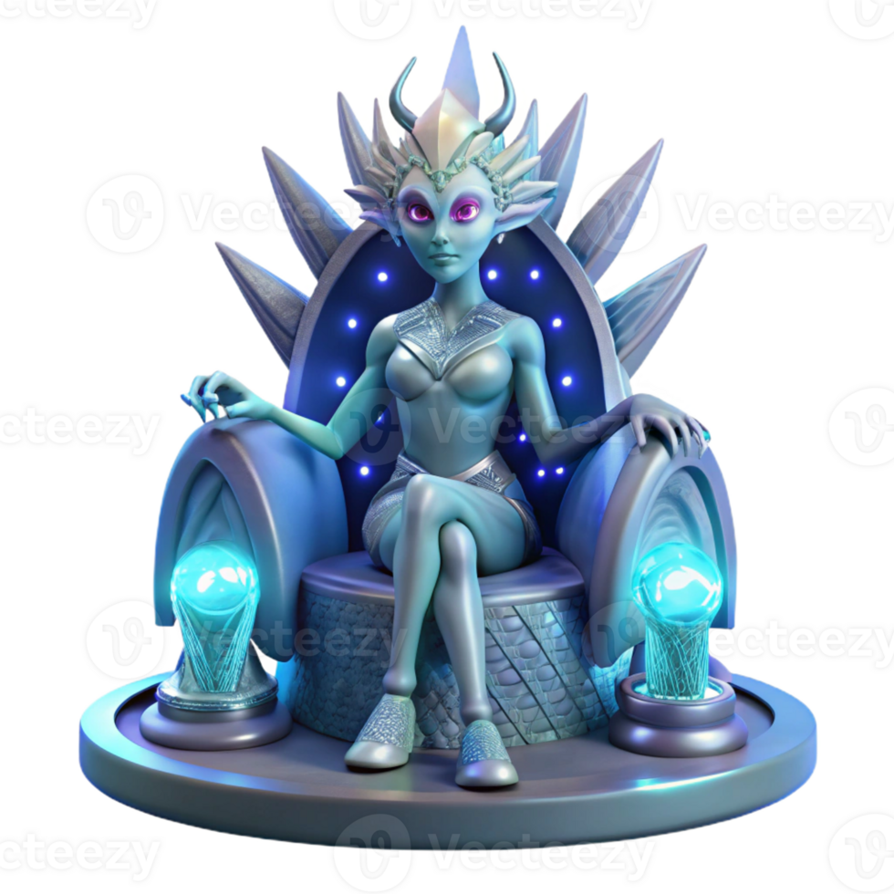 vibrant abstract wonderful artistic An Alien Queen Seated on a Bioluminescent original genuine png